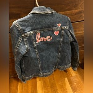 Girl’s Stylish Blue Denim Heart Sparkle Jacket size 6